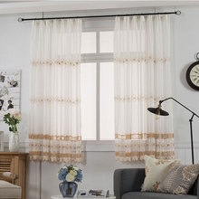 Embroidered tulle Curtains for the Kitchen Pastoral Flower Pattern Window Decoration Sheer Short Curtain Panel TG1601 2024 - buy cheap
