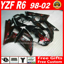 Kit de carenagem fogo vermelho para yamaha, conjunto de peças de plástico para modelos yzf r6 1998 2002 1999 98 - 02 xrt1 2024 - compre barato