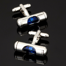 Free shipping, new fashion men's shirt cufflinks blue Level cufflinks senior designer exclusive design shirt gift button 2024 - buy cheap