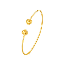Brazalete de oro amarillo de 24K sólido para mujer, pulsera de corazón de la suerte, brazalete de moda 2024 - compra barato