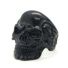 Support Dropship Newest Black Skull Ring 316L Stainless Steel Jewelry Punk Style Evil Skull Ring 2024 - buy cheap