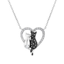  New Arrival Lovely Women Pendant Necklace Heart Black White Cat Lover Pendant Silver color Necklace 2024 - buy cheap
