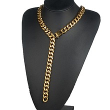 Gargantilha masculina de aço inoxidável, gargantilha fashion 316 de 15mm, corrente cubana, tom de ouro, colar de 16-40 polegadas 2024 - compre barato