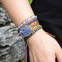 Blue Galaxy Crystal Handmade Boho Bracelets Bohemian Natural Stone Wrap Bracelet 5 strands Women Leather Bracelets Drop shipping 2024 - buy cheap