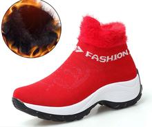 2021 Winter Women Boots Fashion Platform Wedges Sneaker Woman Slip Snow Boots Women Ankle Warm Fur Sock Boots Lightweight Shoes 2024 - buy cheap