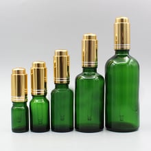 2/10pcs 5ml 10ml 15ml 20ml 30ml 50ml 100ml Empty Green Essential Oil Bottle Light Gold Press Pump Dropping Cover with pipette 2024 - buy cheap