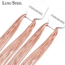 LUXUSTEEL 10pcs/Lots Stainless Steel Chain Necklaces Rose Gold/Black Length 18inch to 24inch Tabular Snake Wholesale Necklace 2024 - buy cheap