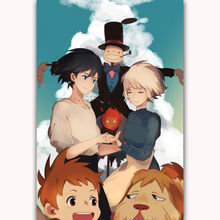 Póster de Arte de seda de película de Anime de Castillo ambulante, pegatina de pared, regalo de decoración, novedad 2024 - compra barato