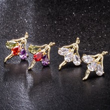 Hot Selling Multicolour AAA Cubic Zirconia  Earrings for Women Girl Charming Ballet dancer stud earrings Fashion Accessories 2024 - buy cheap