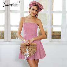 Simplee Backless strap plaid mini dress women High waist summer dress beach Robe vestidos de festa short dress female 2018 2024 - buy cheap