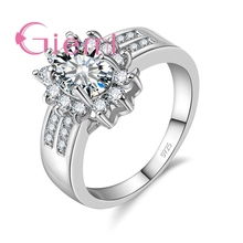 Romantic Flower Shape White Crystal Stone Ring for 925 Silver and CZ Silver Fashion Women's Birthday Party Gift Jewelry 2024 - buy cheap