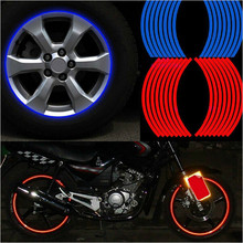 16 Pcs Strips Wheel Stickers And Decals 17" 18" Reflective Rim Tape Bike Motorcycle Car Tape 7 Colors Car Styling 2024 - buy cheap