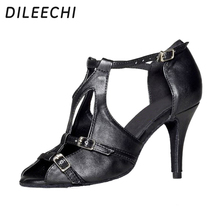 DILEECHI Brand Black genuine leather Latin dance shoes adult women's Ballroom dancing shoes Soft outsole Square dance shoes 2024 - buy cheap