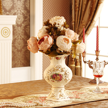 Европейская керамическая ваза, роскошный ретро декор для столовой, золотые украшения, поделки, домашняя мебель, искусственные цветы 2024 - купить недорого