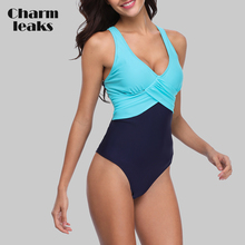 Charmleaks Women One Piece Swimwear Colorblock Swimsuit  From Cross Sexy Bikini Beachwear Monokini Bathing Suit 2024 - buy cheap