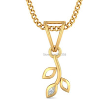 Solid 750 18K Yellow Gold 100% Natural Diamond Pendant Fine Jewelry Flower Shape Leaves Cute Lowest Price Best Gift 2024 - buy cheap