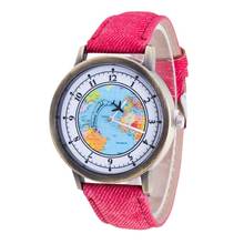 Women's WatchFashion Women's World Map Cowboy Band Analog Quartz Wrist Watch wristwatches Free ShippingJE29 2024 - buy cheap