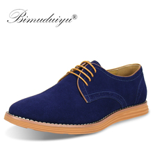 BIMUDUIYU Brand Plus Size 47 Men Casual Leather Shoes Oxfords Suede Leather Flats Spring Autumn Fashion Classic Shoes 2024 - buy cheap