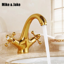 Bathroom gold faucet double handle golden basin hot and cold mixer luxury bathroom mixer crane gold tap 2024 - buy cheap