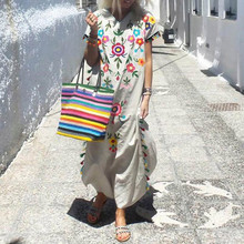 Women Dress Summer 2019 Bohemian Style Floral Printed Tassel Short Sleeve Long Dress Vintage Female Maxi Dress Vestido Plus Size 2024 - buy cheap