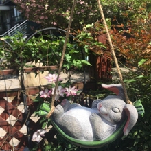 Outdoor Garden Resin Creative Animal Simulation Swing Rabbit Home Yard Frog Crafts Park Landscape Ornaments Decoration Pendant 2024 - buy cheap