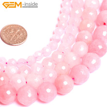 Cuentas naturales de cristal facetado para fabricación de joyas, abalorios de 8-12mm con interior de gemas, colgante de Cuarzo Rosa, fabricación de joyas, collar, pulsera, 15 pulgadas 2024 - compra barato