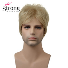 StrongBeauty Blonde Short Striaght Full Synthetic Wig for Men Male Hair Fleeciness Realistic Wigs COLOUR CHOICES 2024 - buy cheap