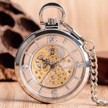 Free Shipping Silver Hollow Skeleton Dial Hand-wind Mechanical Pocket Watch Men's Steampunk Fob Watches Christmas Gift 2024 - buy cheap