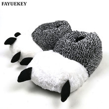 FAYUEKEY 2 Colors Autumn Winter Warm Home Paw Plush Slippers Thermal Soft Cotton Animal Bear Claw Slippers Indoor\Floor Shoes 2024 - buy cheap