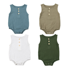 Newborn Baby Girls Boys Kid Sleeveless Bubble Cotton Bodysuit Sleeveless Solid Jumpsuits Clothes Top 0-2Y 2024 - buy cheap