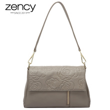 Zency 100% Genuine Leather Women Shoulder Bag Flower Pattern Black Crossbody Messenger Purse Fashion Lady Tote Bags High Quality 2024 - buy cheap