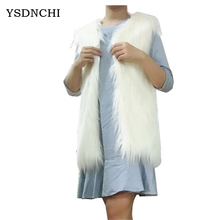 YSDNCHI Winter Women Waistcoat Femme Outwear Faux Fur Vest  Gilet Veste Fourrure Jacket Warm Flocking Coat 2024 - buy cheap