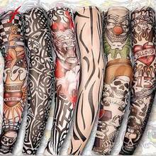 Summer 6Pcs Women Temporary Fake Slip On Tattoo Arm Sleeves Kit New Fashion Sunscreen arm sleeves to cover tattoos women men 2024 - buy cheap