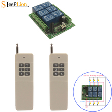 Sleeplion 300m de longa distância 24v/12v 6 canais interruptor do relé controle sem fio sistema remoto transmissor receptor placa módulo