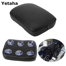 Black Motorcycle Rear Passenger Cushion Seat Pad Pillion W/ 6 Suction Cups For Dyna Sportster Softail Touring Xl 883 1200 2024 - buy cheap