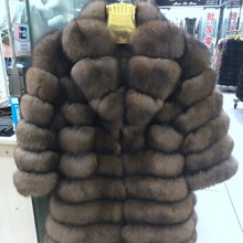 Jaqueta de pele de raposa real, casaco grosso com imitação de pele, marrom claro feminino 2024 - compre barato