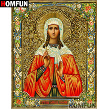 HOMFUN-pintura de diamante "mujer religiosa", punto de cruz, foto personalizada, bordado de diamantes, cuadrado, redondo, decoración del hogar, A09277 2024 - compra barato