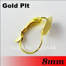 Free ship! Gold Plated 300PCS with 8mm Flat Glue Pad French Leverback Earring Hooks Blanks Base Trays Jewelry Findings 2024 - buy cheap