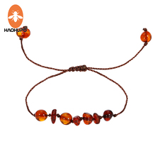 HAOHUPO Baltic Amber Teething Bracelet for Baby Baroque Beads Adjustable Natural Ambar Jewelry for Women Birthday Present gifts 2024 - buy cheap