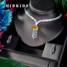 HIBRIDE New Fashion Round Yellow Cubic Zircon Women Bridal Jewelry Sets For Party Accessories Jewelry Gifts N-940 2024 - buy cheap