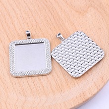 reidgaller 2pcs clear rhinestone cabochon base settings 25mm square blank pendant trays diy jewelry making accessories 2024 - buy cheap