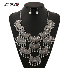LZHLQ Vintage Multilayer Carved Chunky Splicing Choker Statement Necklace Women Zinc Alloy Necklaces Pendants Collares 2024 - buy cheap