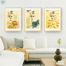 Splspl frameless flor arte da lona impressão cartaz pintura para sala de estar letra chinesa arte da parede decoração casa imagem para o quarto 2024 - compre barato