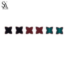 SA SILVERAGE 925 Sterling Silver Red/Black Agate Stud Earrings for Woman Green Malachite Geometry Silver Star Earrings New 2024 - buy cheap