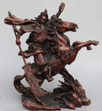 WBY---407+++14" China Bronze Dragon Guan Gong Yu Guangong Hold Sword On Running Horse Statue 2024 - buy cheap