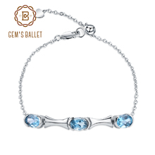 GEM'S BALLET 3.00Ct Natural Swiss Blue Topaz Adjustable Bracelet 925 Sterling Silver Bracelets&bangles For Women Fine Jewelry 2024 - buy cheap