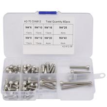 60pcs M4-40 Cylindrical Stainless Steel Hex Socket Cup Head Screws Assortment Kit screw set tornillos cabeza arandela 2024 - buy cheap