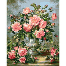 Pink rose flower - Painting By Numbers Hand Painted On Canvas Oil Painting Wedding Decoration Of Flower 40*50 cm picture DY515 2024 - buy cheap