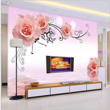 Papel tapiz beibehang de PVC con reflejo de rosa, mural de fondo de TV y sofá para sala de estar y dormitorio grande en 3D, papel tapiz para fotografía 2024 - compra barato