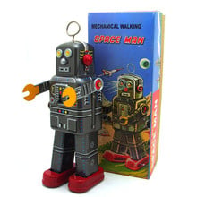 Juguete mecánico de cuerda Retro para niños, robot espacial de lata de Metal, juguete mecánico de relojería, modelo de figuras para adultos, regalo para niños 2024 - compra barato